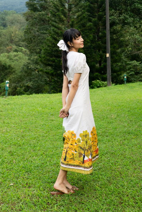 Golden Season Puff Sleeve Dress