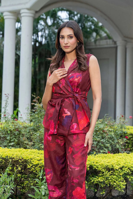 Out of office Multi Color WaistCoat Co-Ord Set